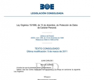 Ley Orgánica 15/1999, de 13 de diciembre, de Protección de Datos de Carácter Personal